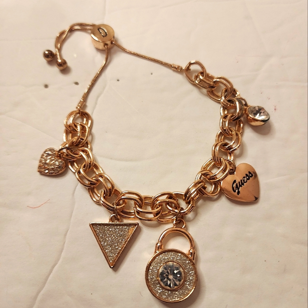 Guess Light Gold Charm Bracelet